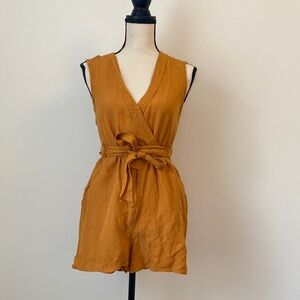 Anthropologie Sleeveless Orange Wrap Romper